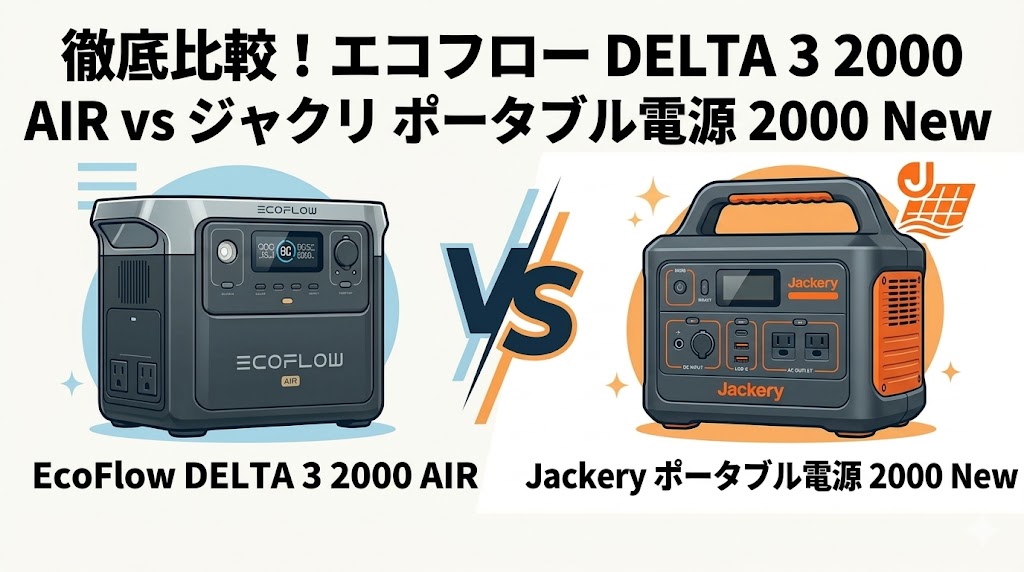 EcoFlow DELTA 3 2000 AirとJackery ポータブル電源 2000 Newを比較