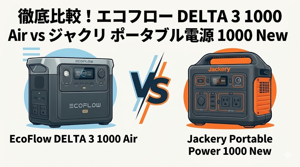 エコフロー DELTA 3 1000 Airとジャクリ ポータブル電源 1000 Newを比較