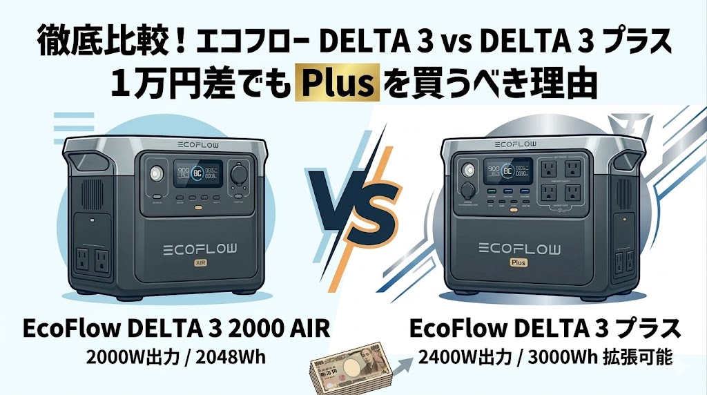 エコフロー デルタ3とデルタ3プラスの違いを徹底比較